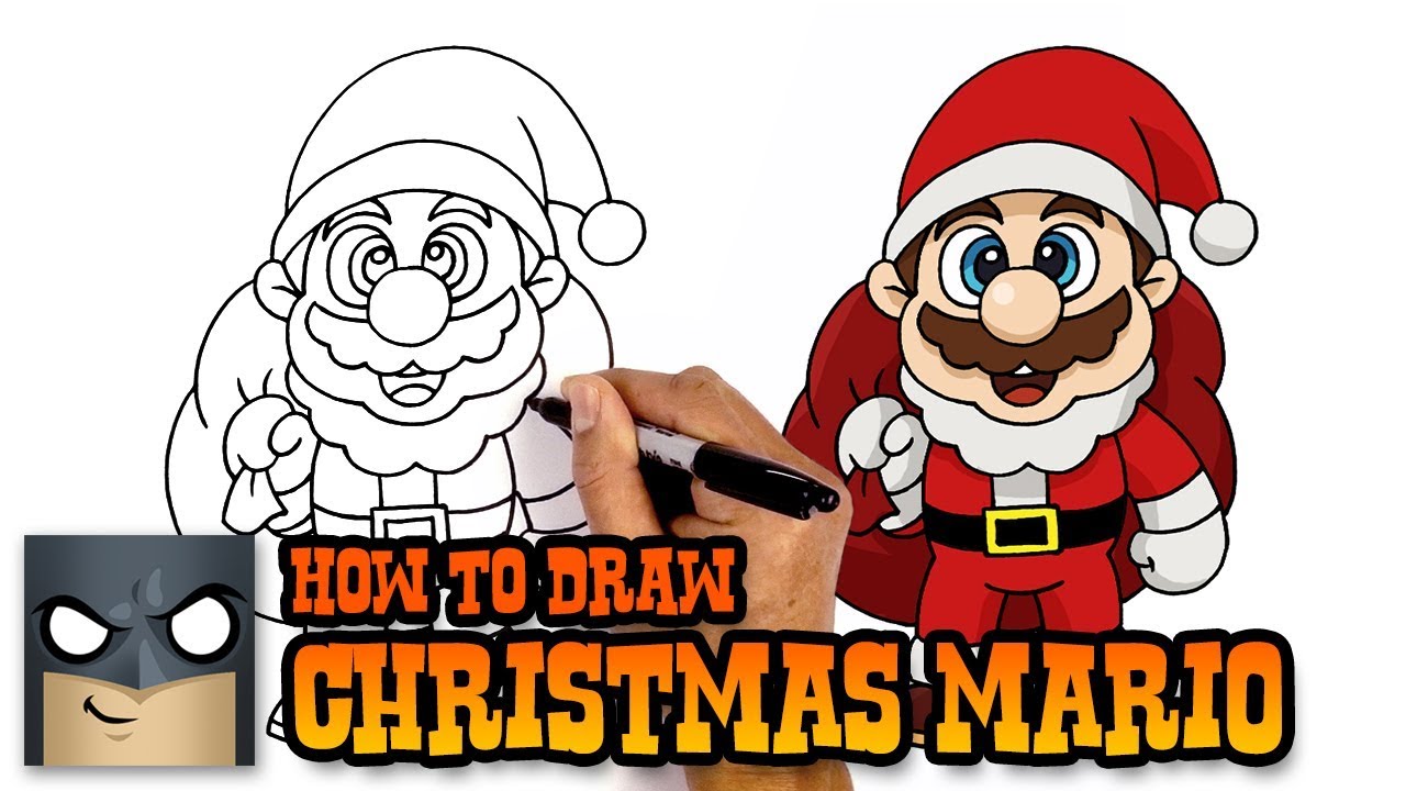 How to Draw Christmas Mario | Holiday Step-by-Step Tutorial