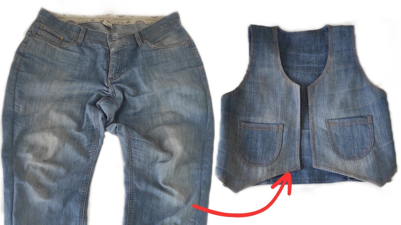 sewing vest from old jeans | easy idea to making vest with pattern | #tutorial #how #sewing