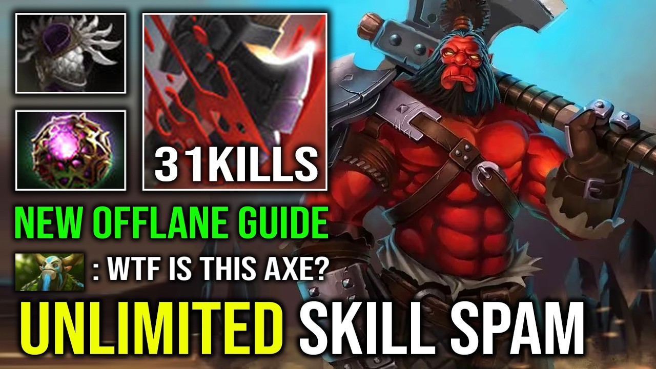 How to 1v5 Offlane Axe Unlimited Skill Spam 100% Pure Helix Spinning Octarine Core Carry Dota 2