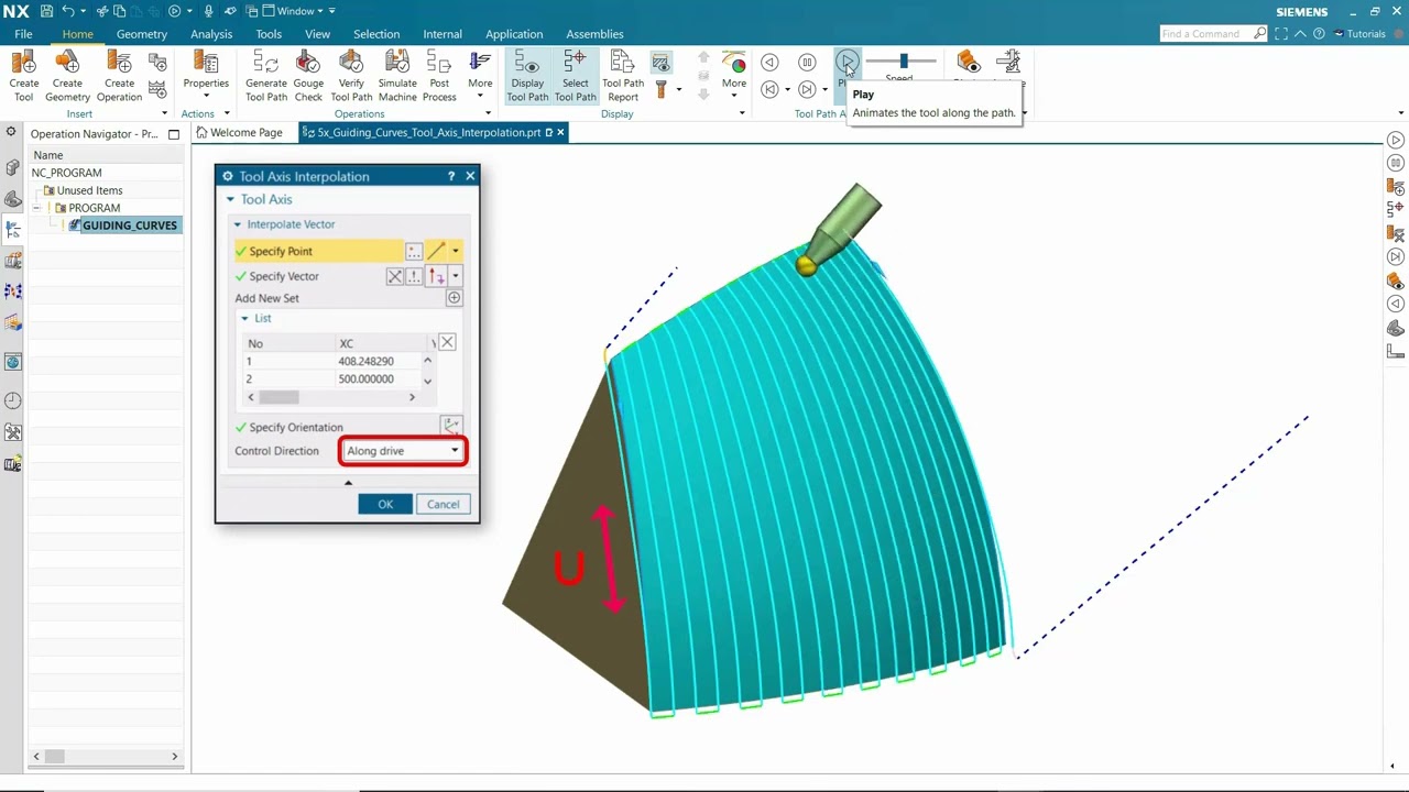 Control Preciso del Eje de Herramienta y Operaciones con Curvas Gu&iacute;a en NX CAM