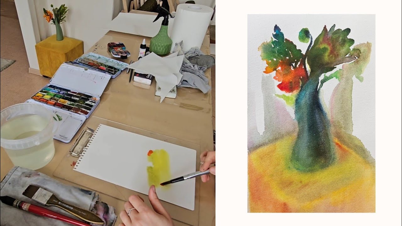 Рисую с натуры цветы акварелью | alla prima speedpaint #stilllife #натюрморт 