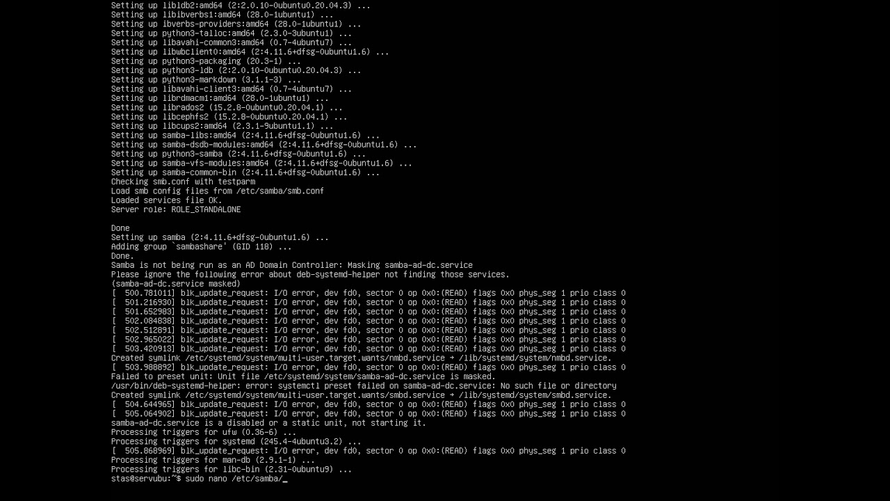 Установка Samba и создание доступа к папке по сети в Linux Ubuntu Server 20.04