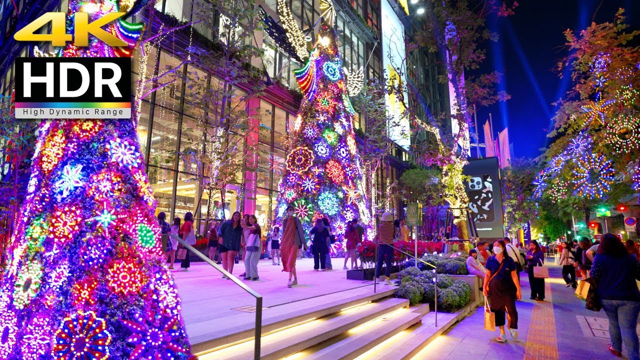 [ 4K HDR 🇹🇭 ] Bangkok Christmas 🎄🌟 2023 Asok Christmas Lights Tour, Emporium, EMSPHERE, Terminal21