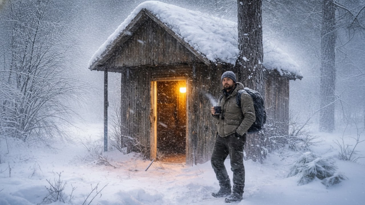 Alone in an Abandoned Log Cabin During a Blizzard | Winter Survival ASMR