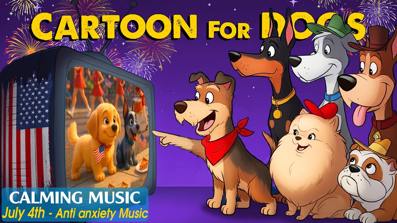 Dog Cartoon: Relaxing Videos for Dogs Calm From Fireworks, Loud Noises 🎶 Anti Anxiety Music for Dogs
