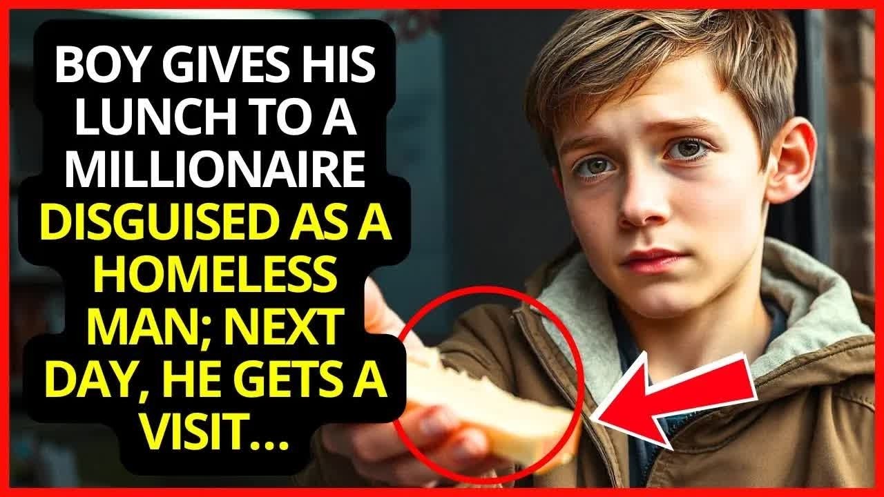 Boy Gives His Lunch To A Millionaire Disguised As A Homeless Man_ Next Day, He Gets A Visit…