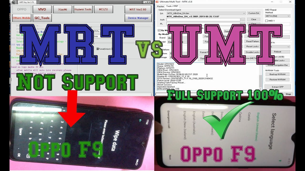 (MRT Key Vs UMT Pro Dongle )Which one is able unlock password Oppo F9cph1823​