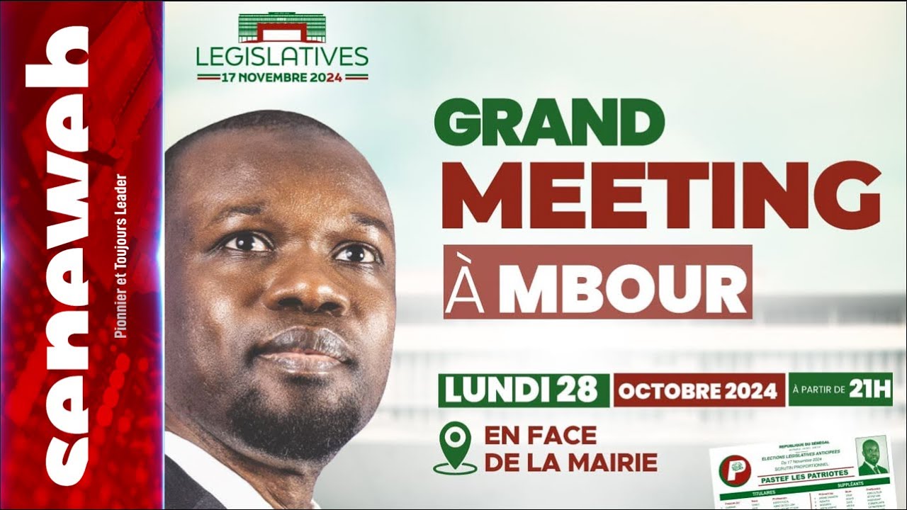 [ DIRECT ] Suivez le giga meeting  de Ousmane Sonko à Mbour ( Législatives 2024 )