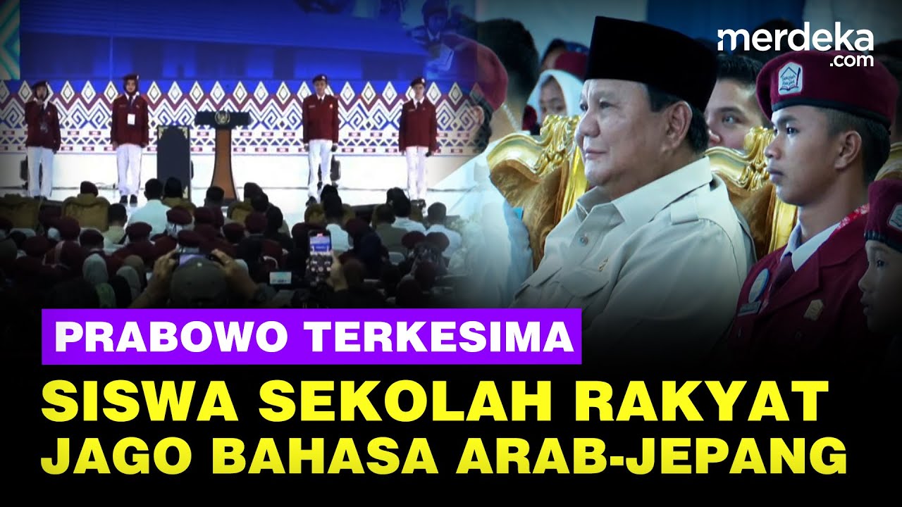 Kejutan 4 Siswa Sekolah Rakyat Pidato Pakai Bahasa Arab, Jepang-Mandarin, Prabowo Terkesima