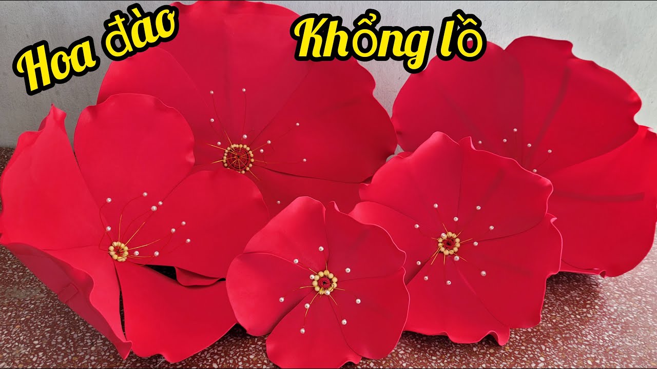 C&aacute;ch l&agrave;m hoa đ&agrave;o khổng lồ decor tết | hoa đ&agrave;o bằng xốp | V&acirc;n Handmade