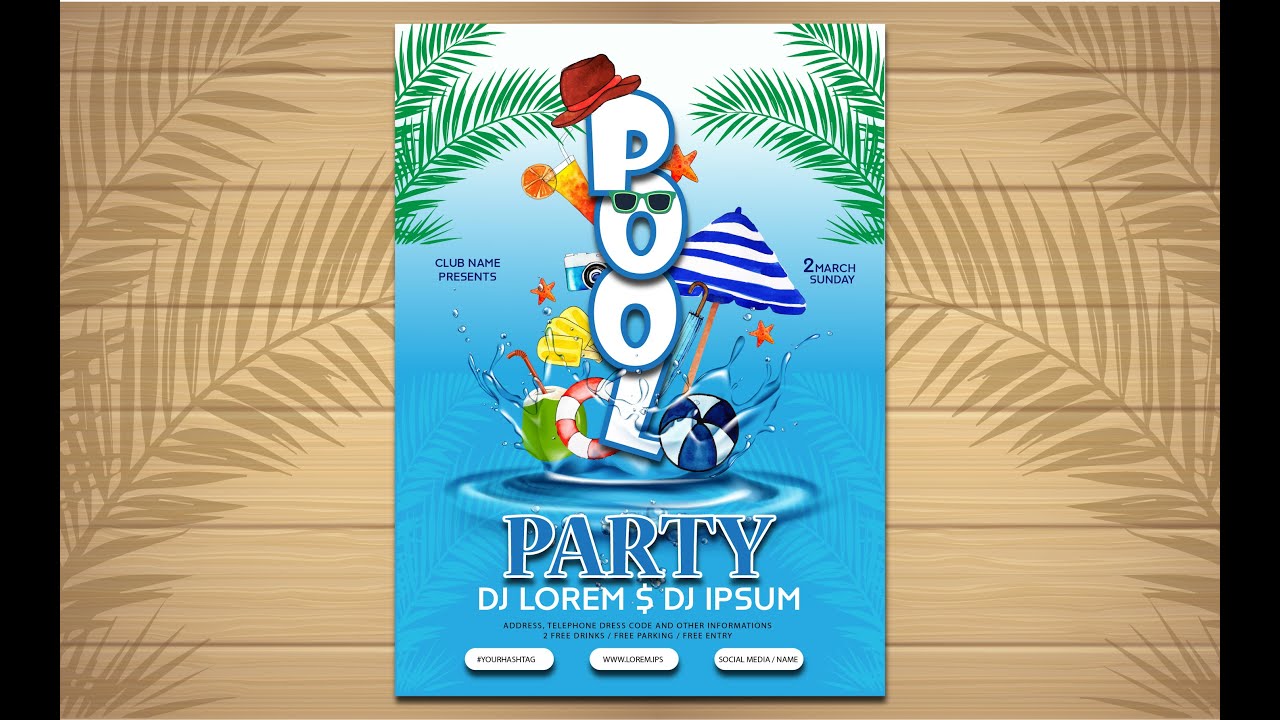 How to create Pool party poster in #adobeillustrator #tutorial #poster #graphicdesign #pool #party
