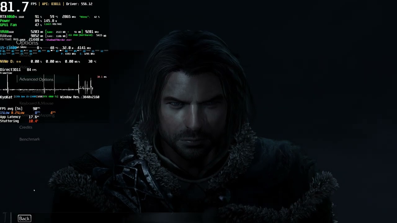 Middle-earth: Shadow of Mordor Benchmark All Settings 8K/4K/2K/1080p/720p Low/Ultra PC RTX 4060 Ti