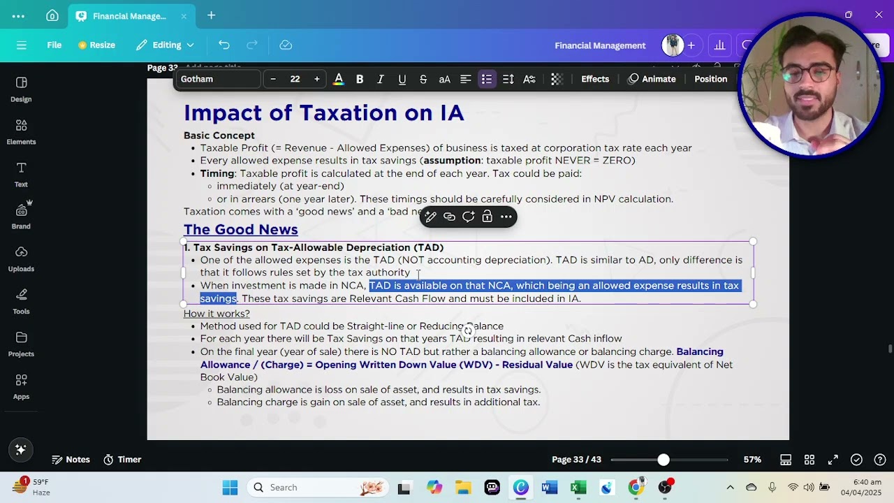 F9 / FM | Investment Appraisal | Net Present Value (NPV) | Concept of Tax-Allowable Depreciation - 2