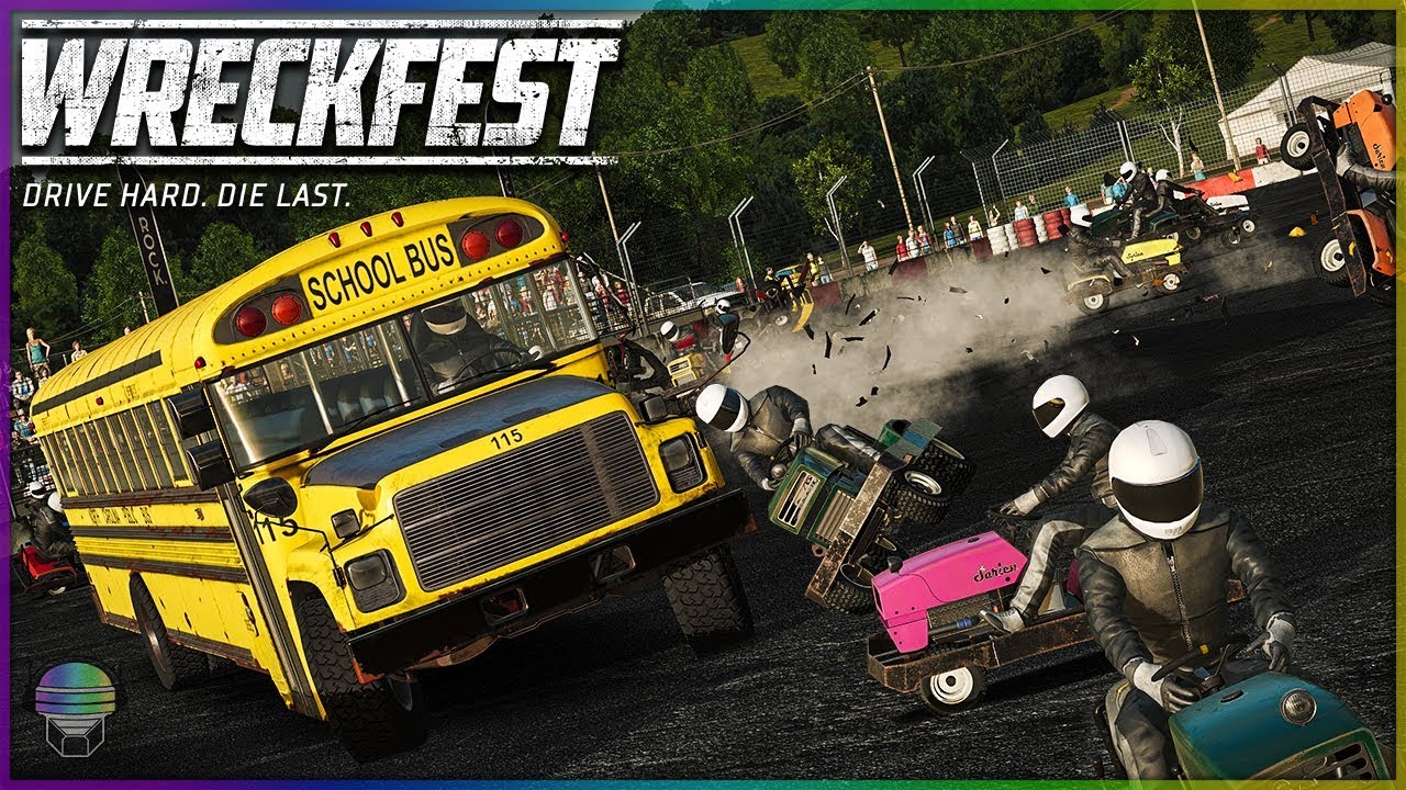 SCHOOL BUS VS. LAWN MOWERS | Wreckfest