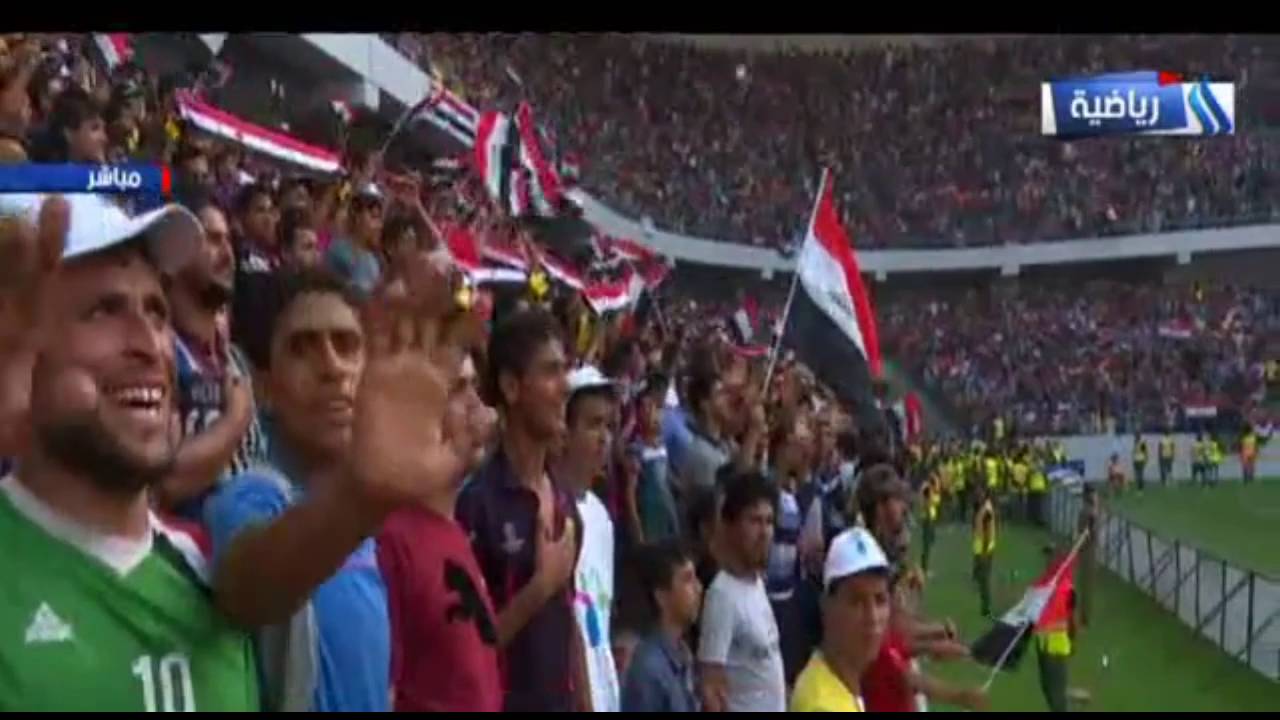 النشيد الوطني العراقي في حفل افتتاح ملعب كربلاء الدولي 2016/5/12