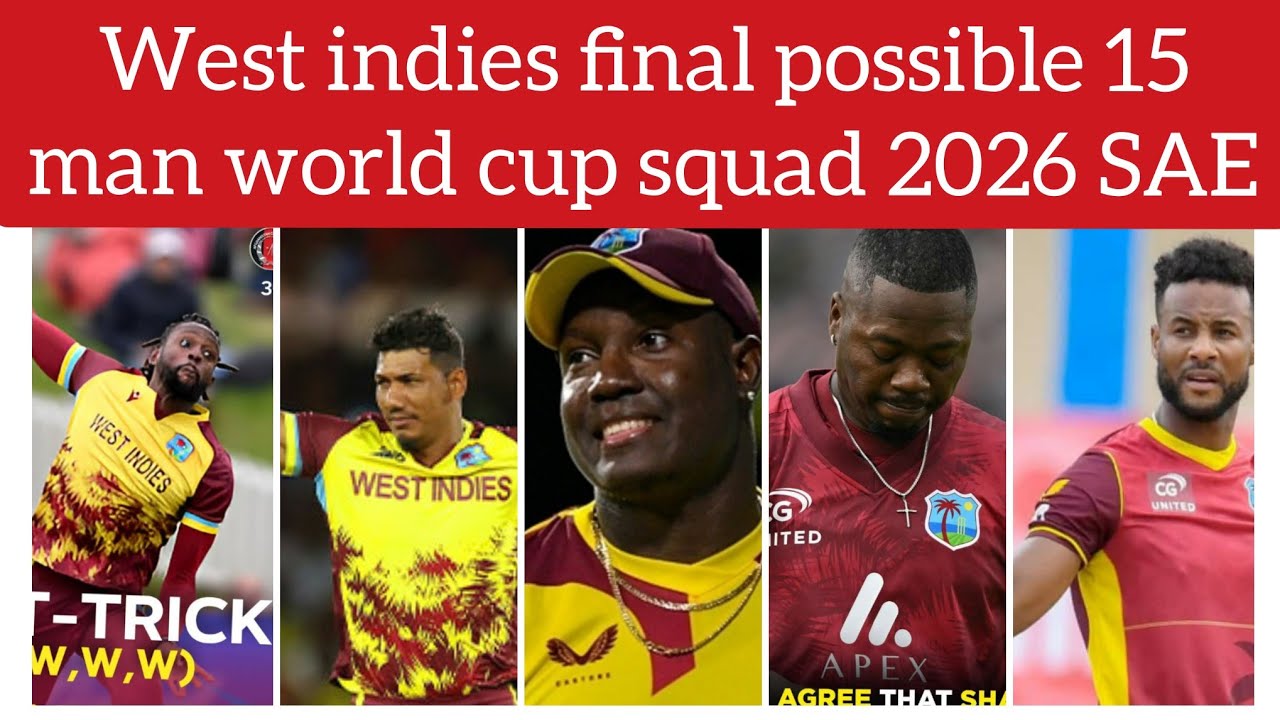 West indies potential 15 man squad to challenge T20l world cup title 2026