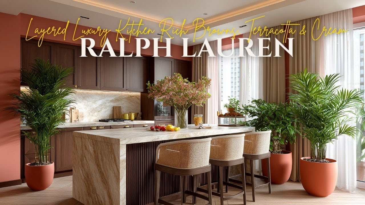 Layered Luxury Kitchen Inspired by Ralph Lauren  Rich Browns, Terracotta & Cream Textures