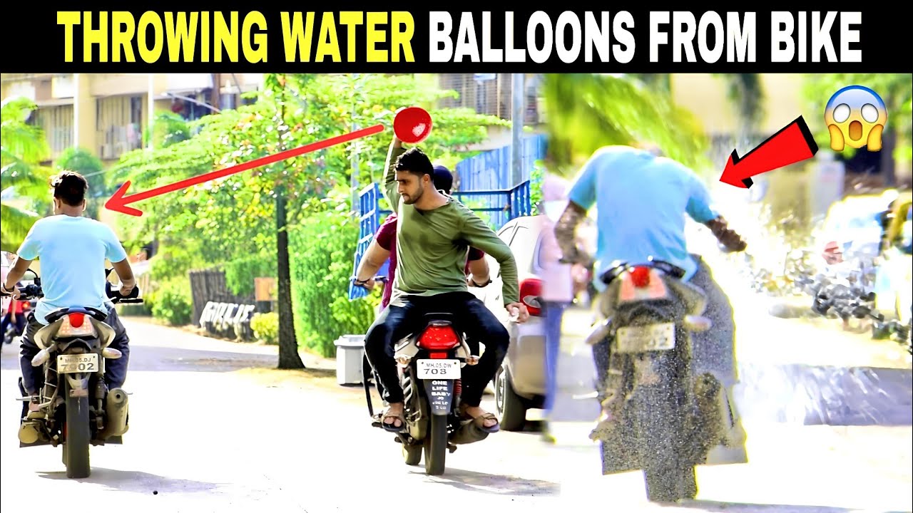 Throwing Water Balloons From Bike | Throwing Water Balloons Prank | Prakash Peswani Prank |