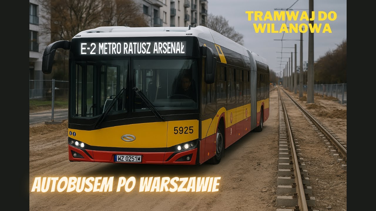 Autobusem po Warszawie - Linia E-2 (trasa zmieniona) Solaris Urbino Electric