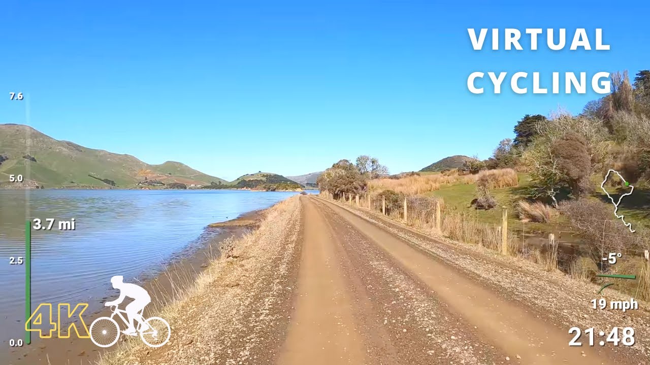 Indoor Cycling Workout Scenery Video With Music | Virtual Bike Ride Otago Peninsula, Hoopers Inlet