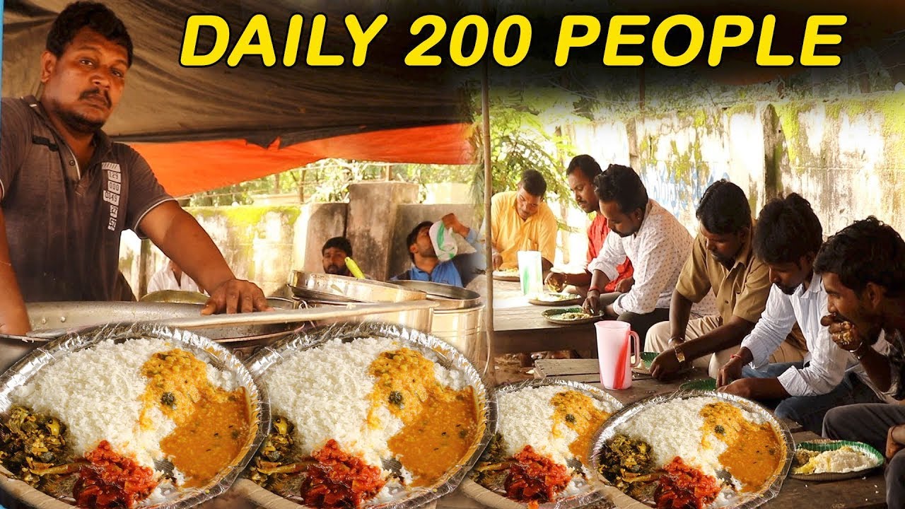 Daily 200 People eating in this place | Roadside Unlimited Meals In Hyderabad | Telugu Adda