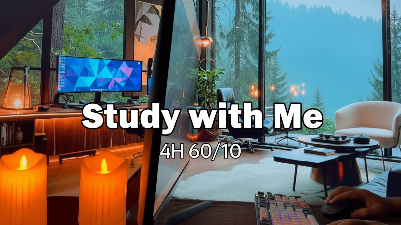 4-Hour Study with Me | Pomodoro 60/10 | Lo-Fi Study Music | Day 1 | 나와 함께 공부해요
