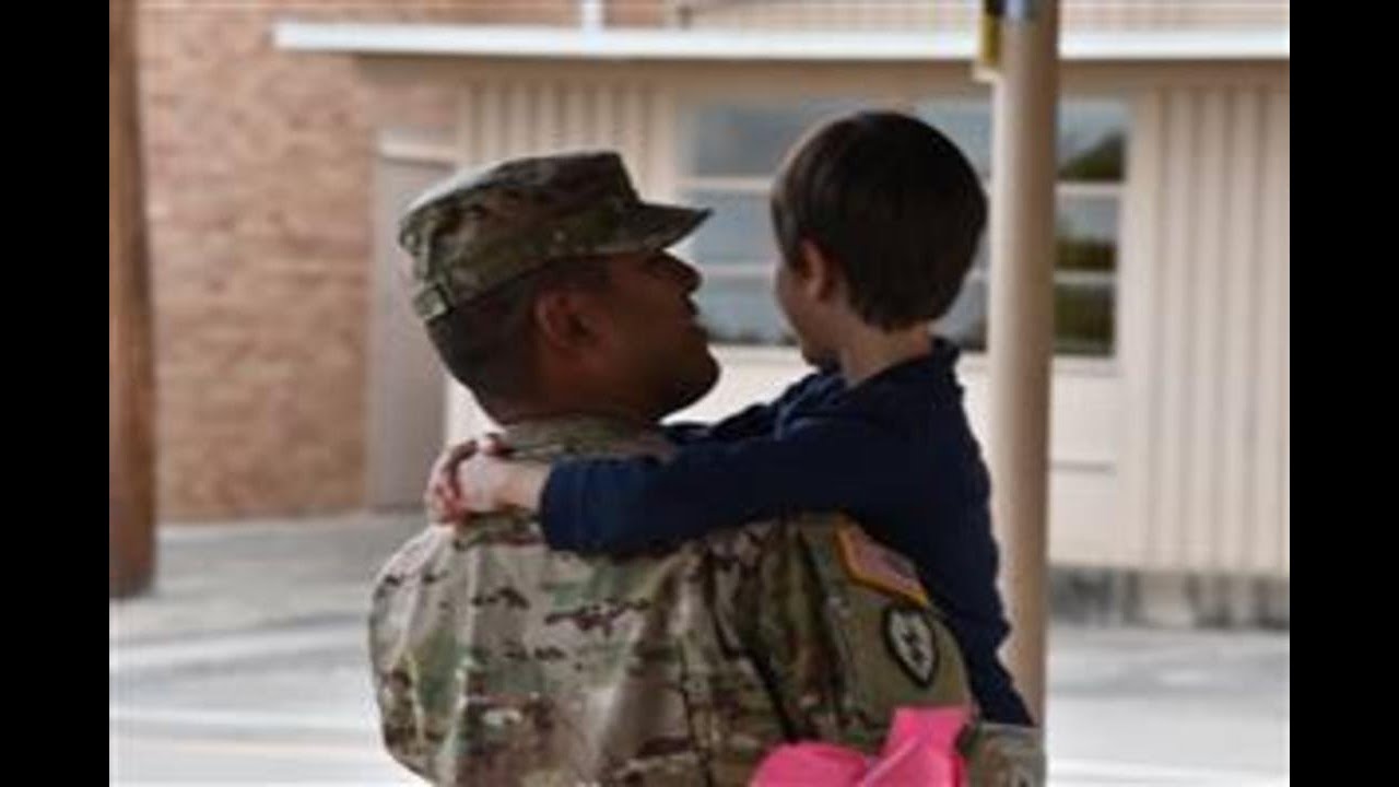 Watch as a military father surprises his children in school