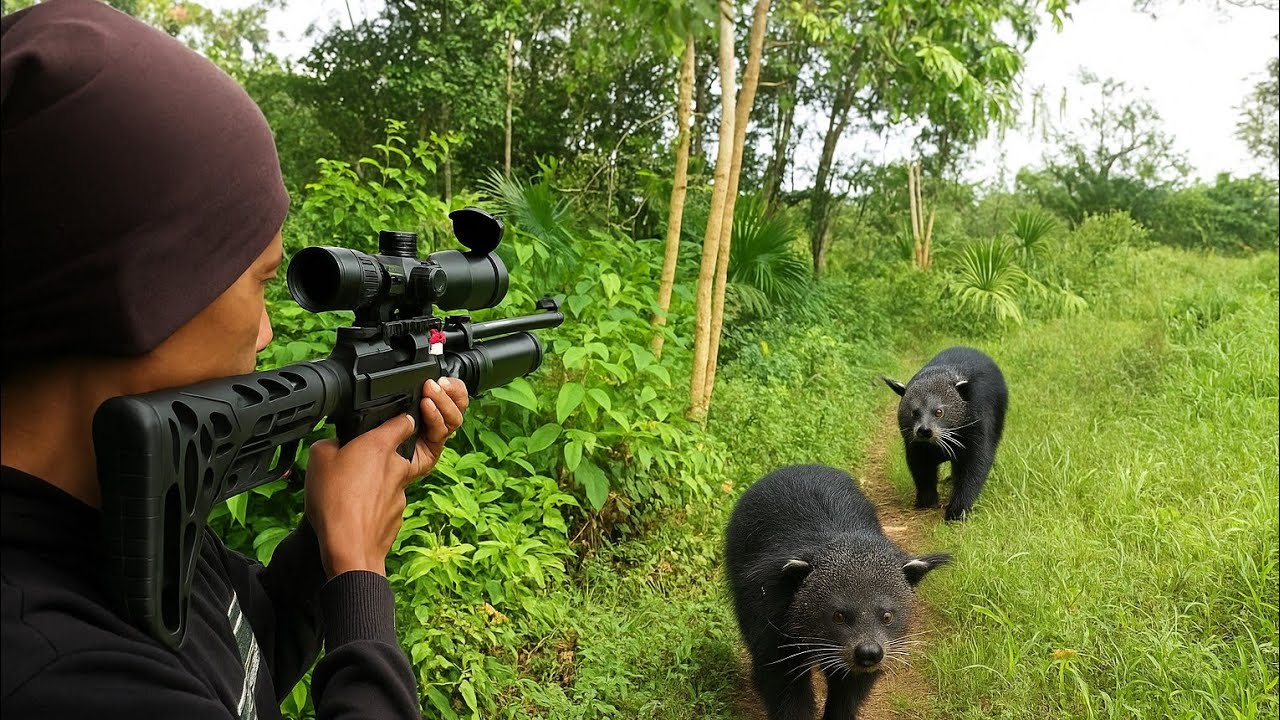 BERBURU DI KEBUN TERNYATA SARANG BENTURONG HITAM ..