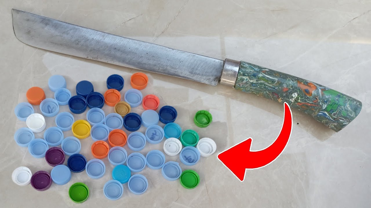 CARA MEMBUAT GAGANG GOLOK DARI PLASTIK TUTUP BOTOL BEKAS @BANG SYAM 22