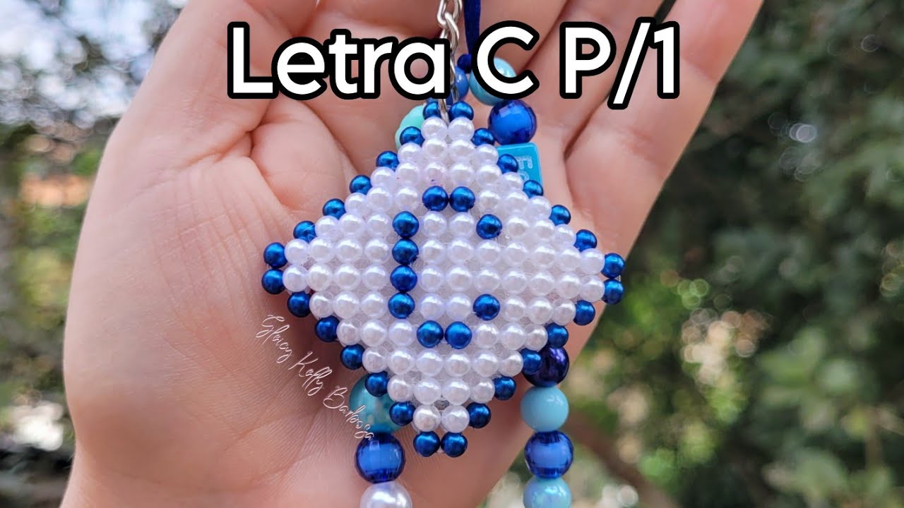 Chaveiro letra C de pérolas - Almofadinha de pérolas parte 1 - Aula para iniciantes