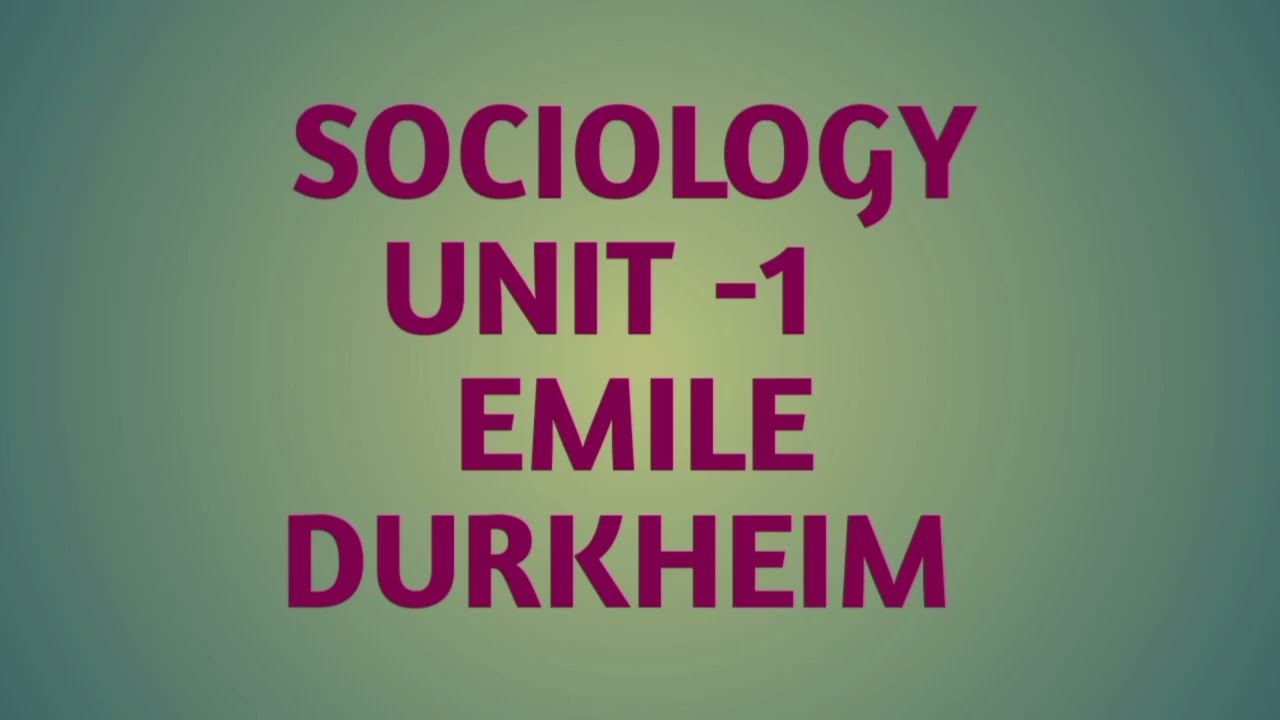 UGC NET PAPER 2 SOCIOLOGY UNIT 1 EMILE DURKHEIM 