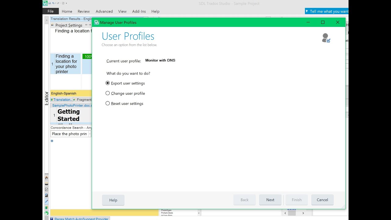 User profiles, views and windows on SDL Trados Studio