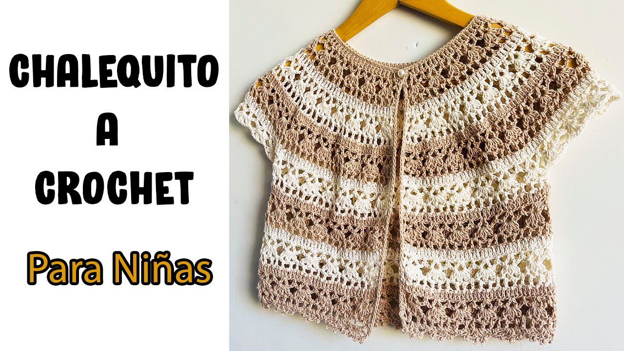 🔴hermoso!! Chaleco Tejido a crochet para Niñas (todas las tallas)