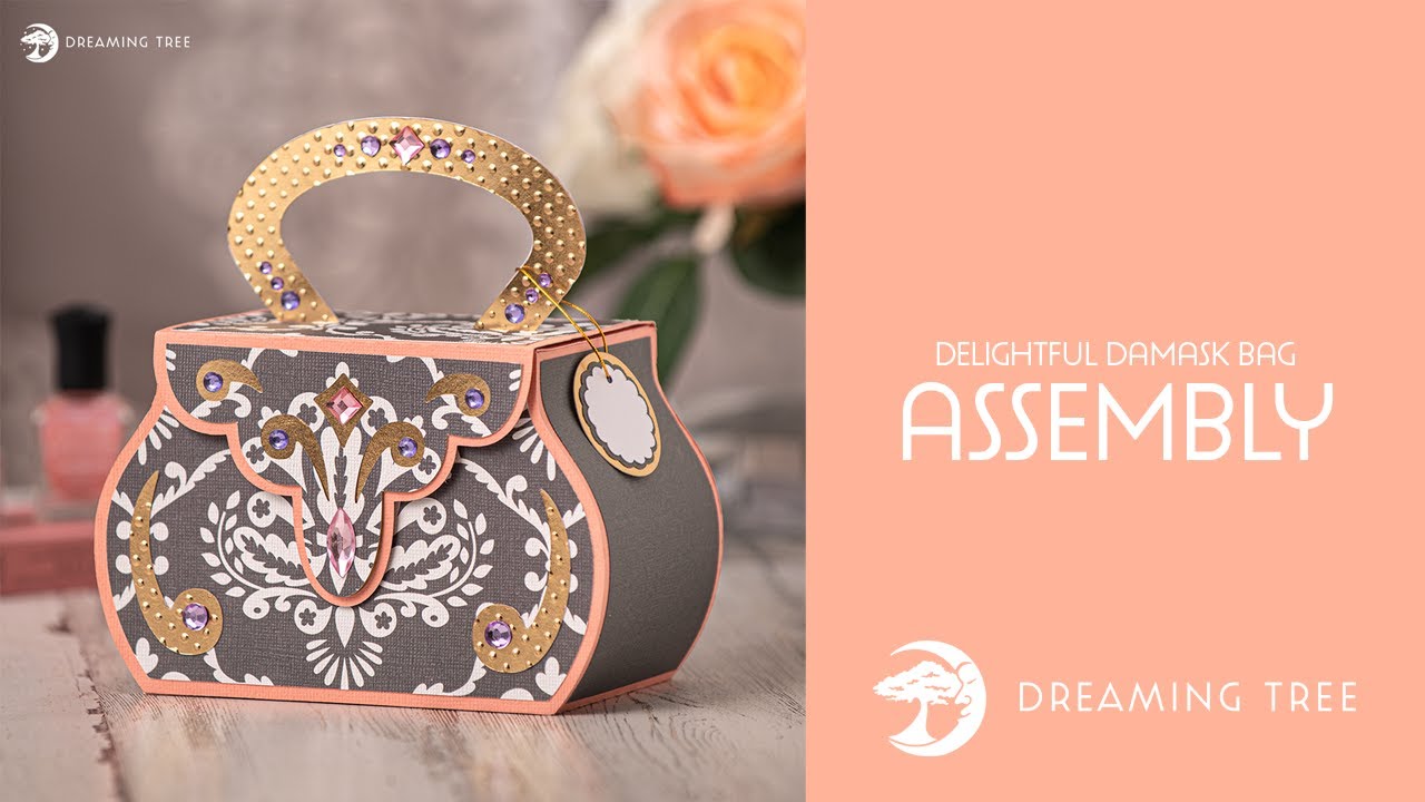 SVG File - Delightful Damask Bag - Assembly Tutorial (For Cricut, Silhouette, and ScanNCut)