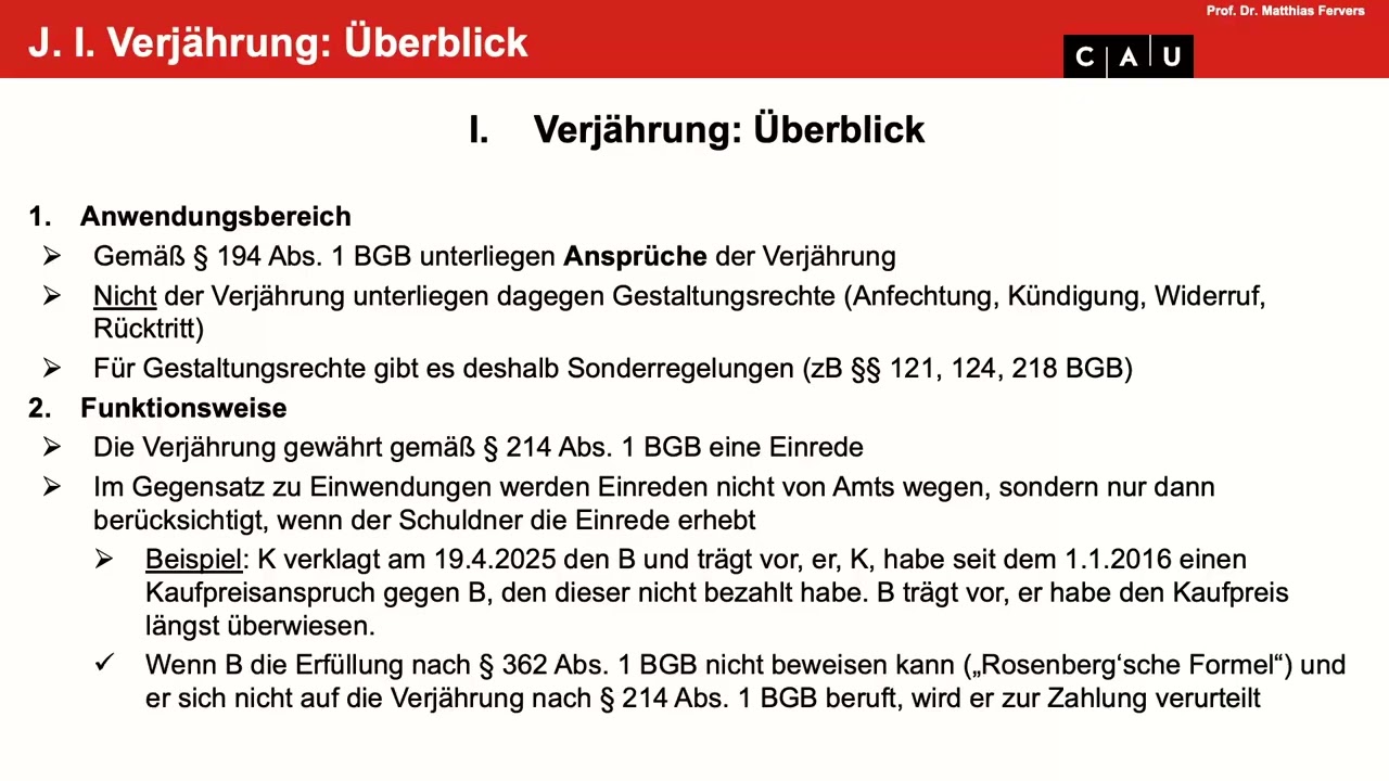 BGB AT – Folge 29 (Verjährung und Fristberechnung)