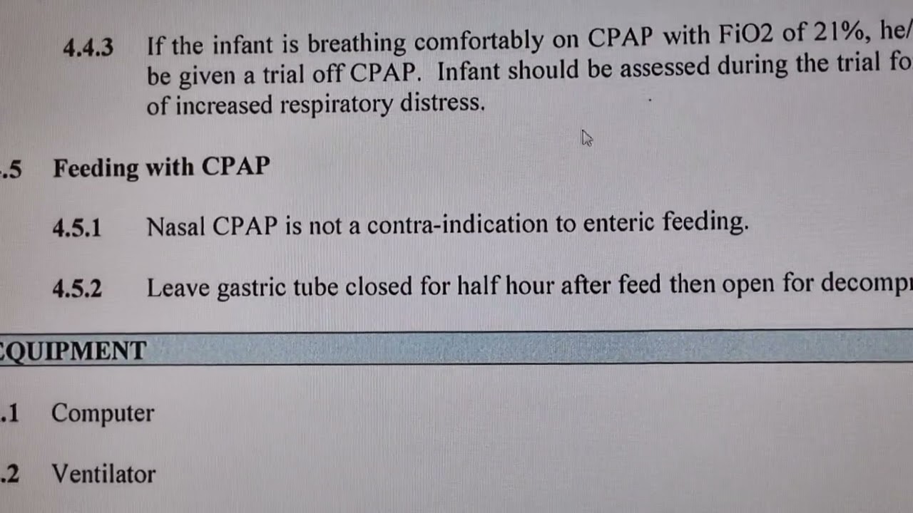 CPAP with feeding vs weaning 