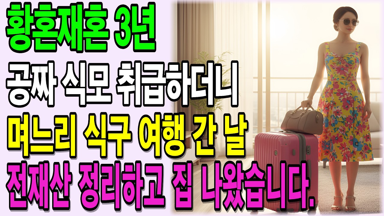 며느리 식구끼리 여행 간 날, 67세 시어머니 황혼재혼 3년만에 전재산 정리하고 집 나왔습니다  I 황혼사연 I 황혼재혼 I 사이다사연 I 시니어사연 I