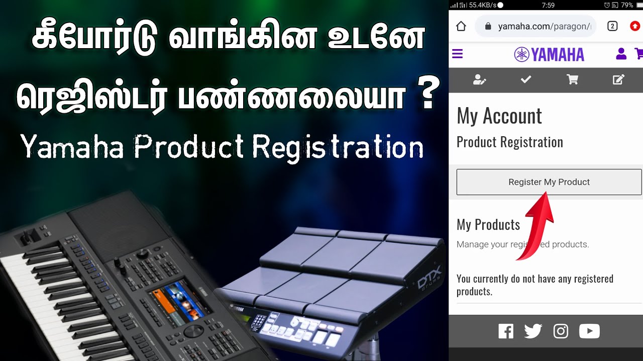 Yamaha Keyboard Registration | Drums | DTX PAD | Product Register | Tamil |  Kve Music
