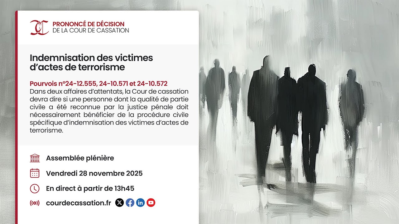 PRONONC&Eacute; DE D&Eacute;CISION - Indemnisation des victimes d&rsquo;actes de terrorisme