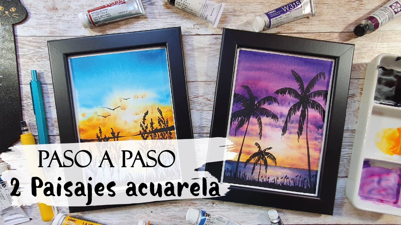 Cómo pintar 2 paisajes con acuarela: atardecer