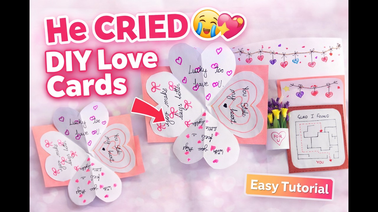 DIY Handmade Valentine's Day Card #art #artandcraft #drawing #drawingpainting #diy #painting #card