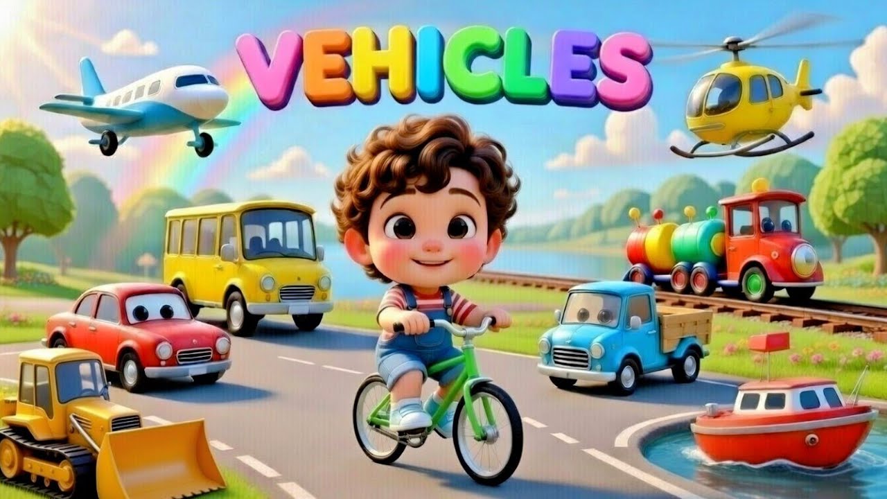 Vehicles Names for Kids🚘 | Cars, Bus, Train & More | Fun & Easy to learn 