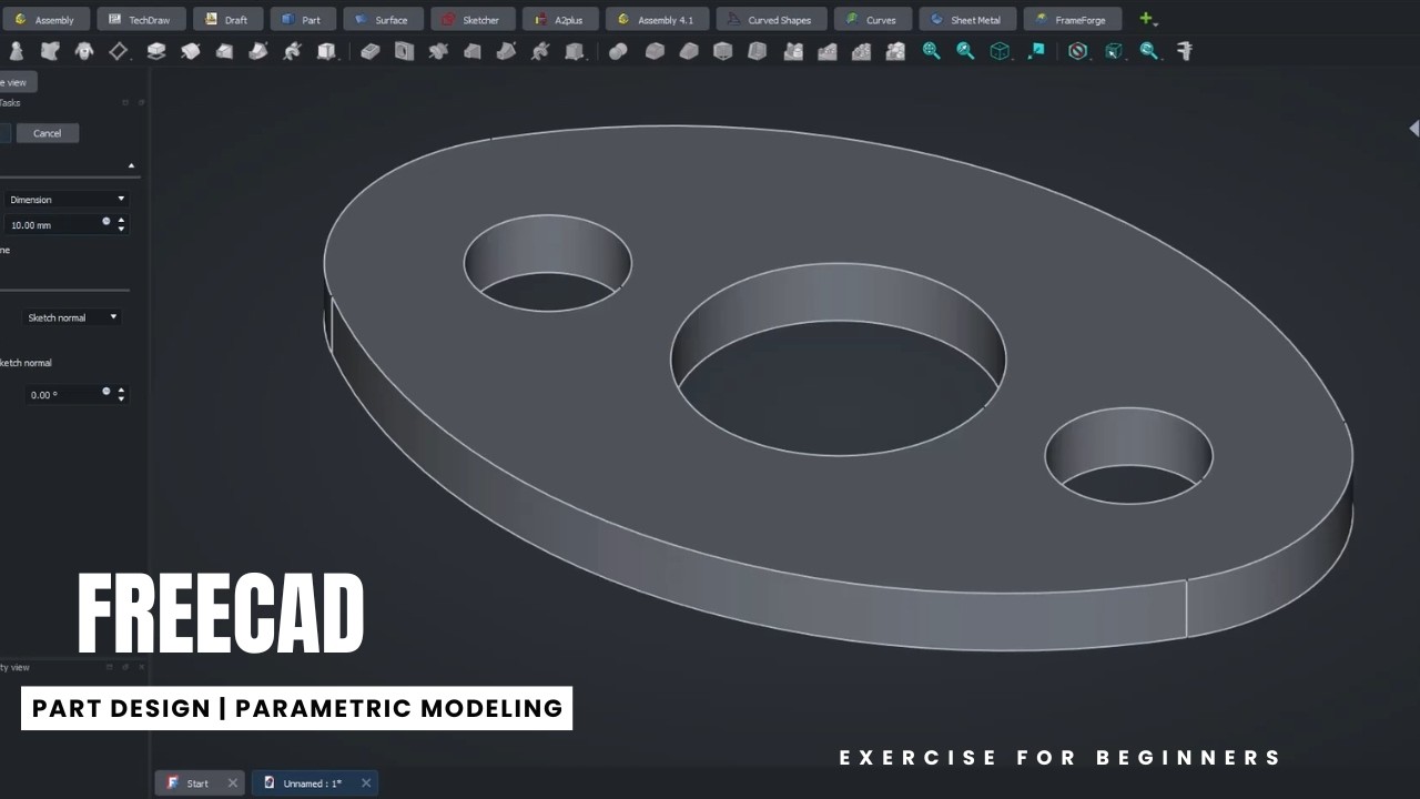 FreeCAD Part Design Tutorial | Parametric Modeling Exercise 1 | Beginner Guide