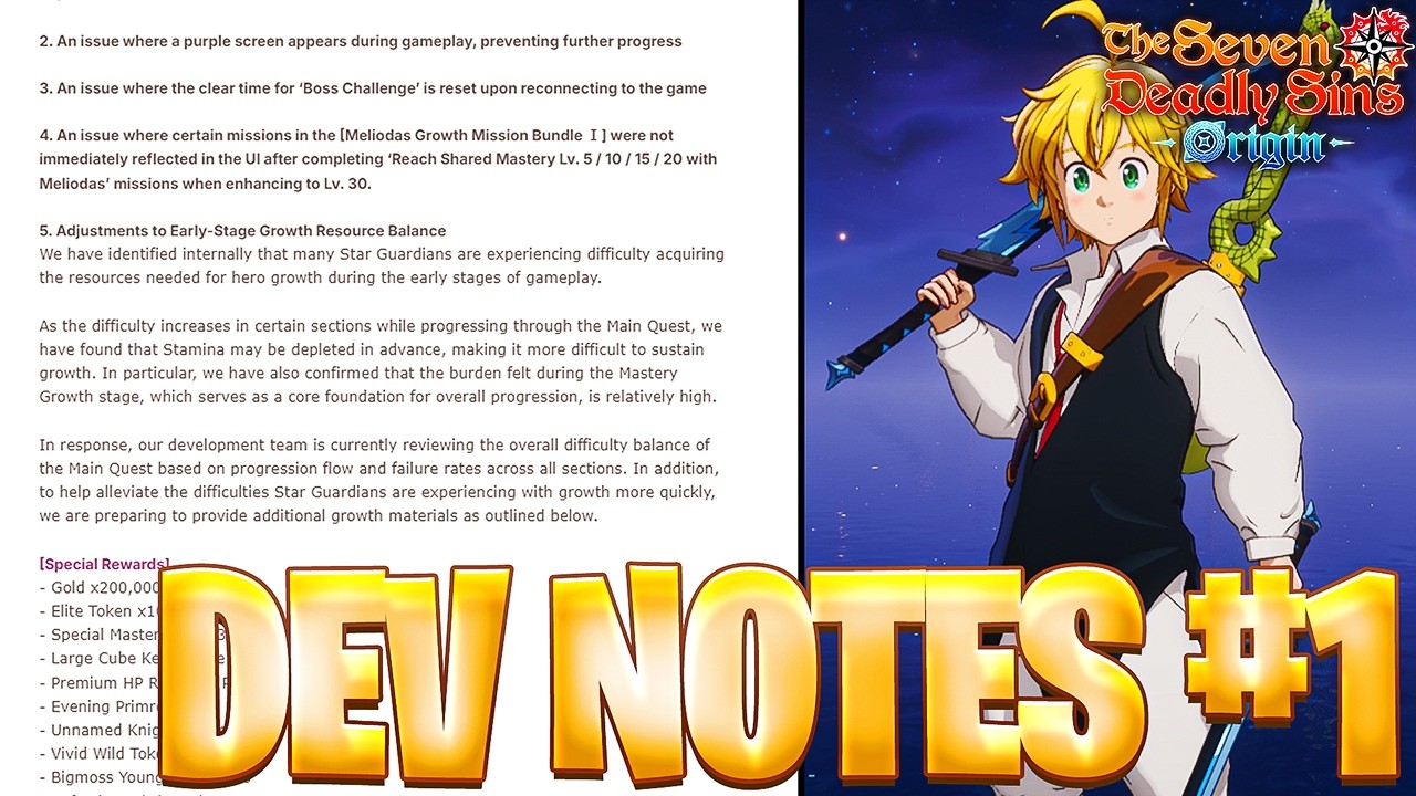 MASSIVE DEV NOTES JUST DROPPED (they are listening!)| 7DS: Origin