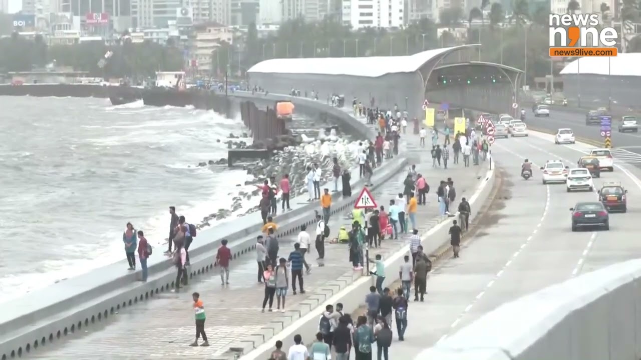 Mumbai High Tide : Marine Drive Bandobast and Stunning Visuals | Mumbai News | News9