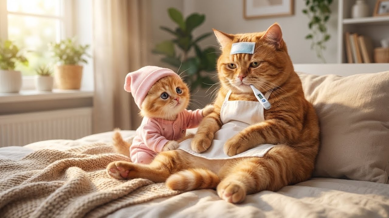 Mama Cat Has a Fever — What Her Ginger Kitten Did Next Will Melt Your Heart 🐱💖!