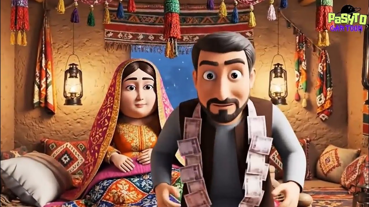 Pashto Funny cartoon | Fat wife غٹہ خزہ | Pashto Cartoon Story