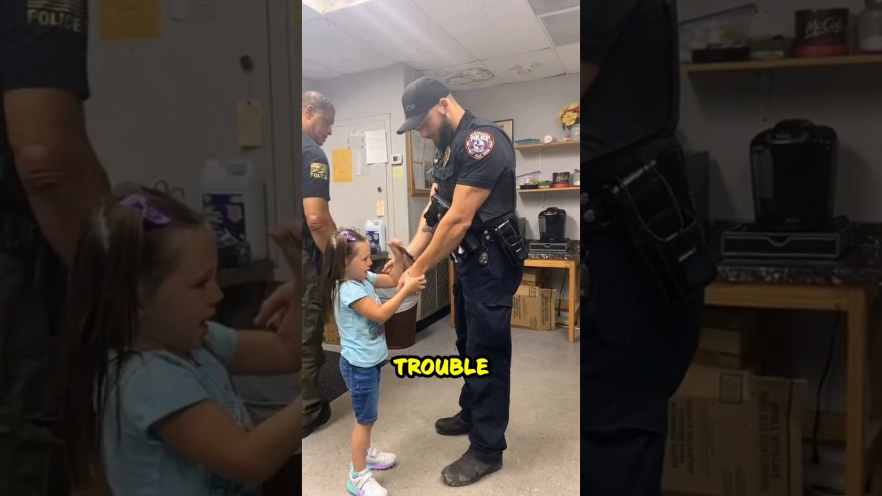 Texas Cop Gets Handcuffed by Sergeant's Daughter - Adorable Moment Caught on Camera! ❤️ #shorts