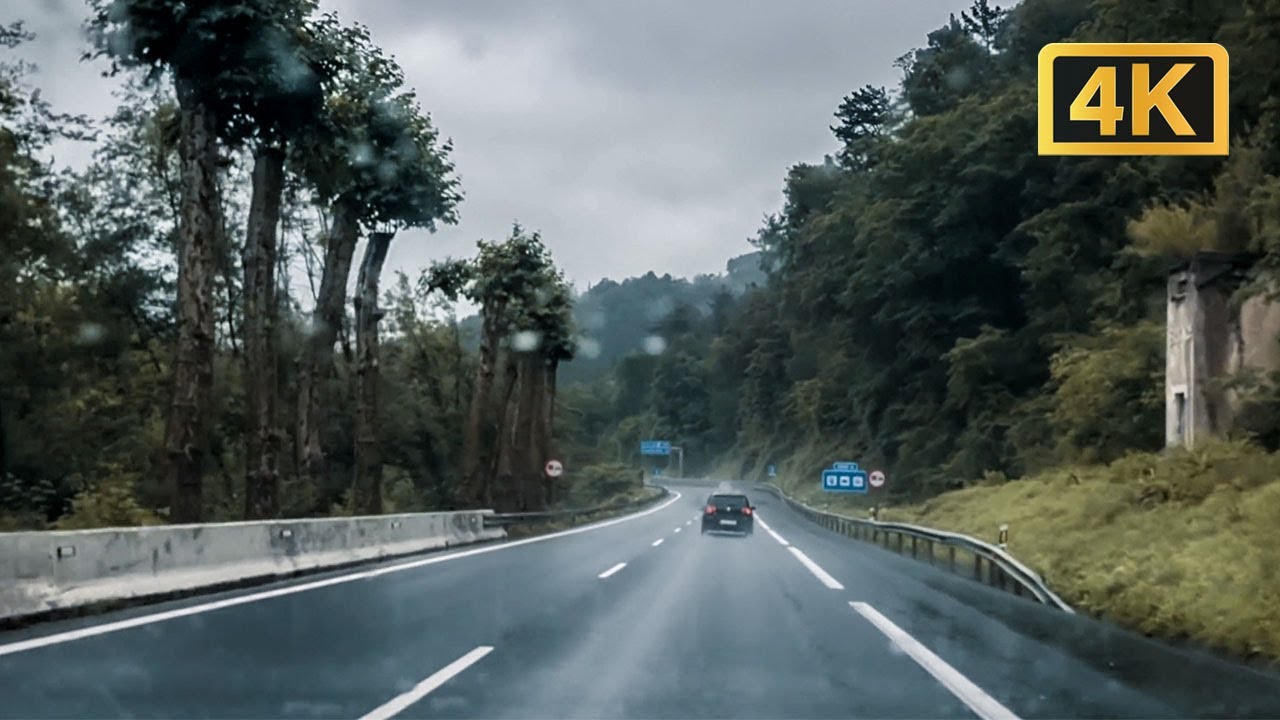 Driving in the Rain in Spain, (Binaural Driving Sounds) 4k Rain Ambience