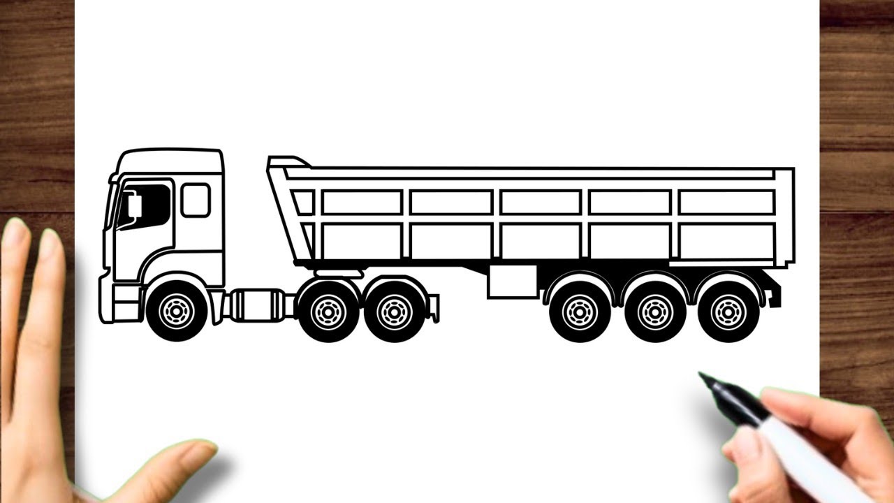 COMO DESENHAR UM CAMINHÃO CAÇAMBA PASSO A PASSO E DE FORMA FÁCIL | DESENHO FÁCIL DE FAZER